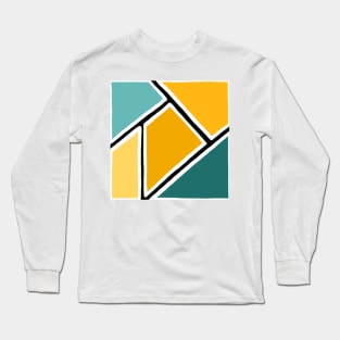 Mint and gold abstract geometric pattern Long Sleeve T-Shirt